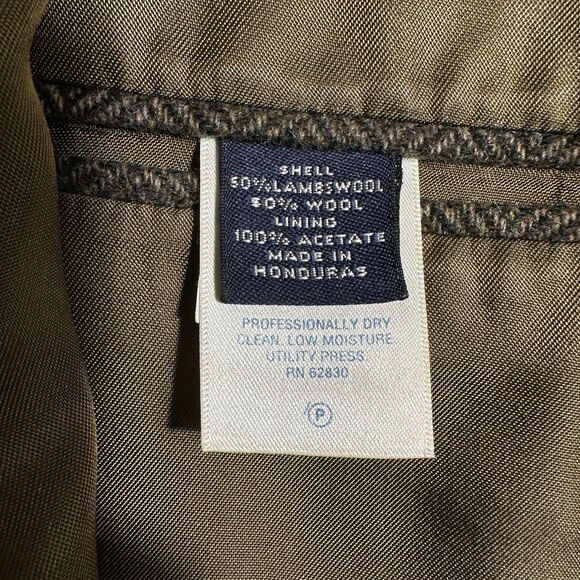 Vintage LANDS END TWEED WOOL Mens Blazer 40L Sport Coat Jacket Green Herringbone - Picture 13 of 14
